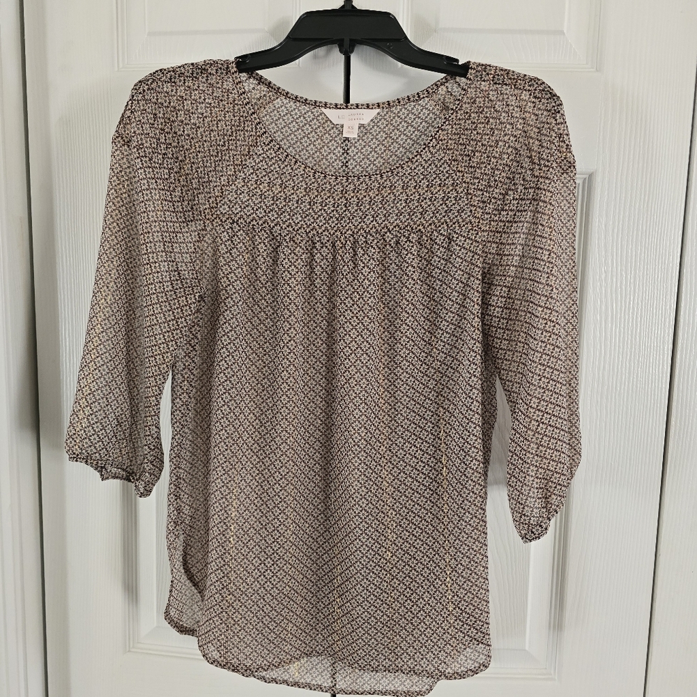 LC Lauren Conrad Women's Floral Pattern 3/4 Sleeve Round Neck Blouse size XS